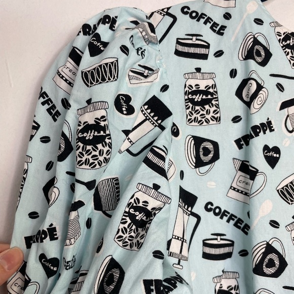 COFFEE theme novelty smock sleeve mini dress - Picture 5 of 10